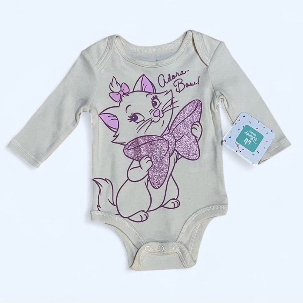 Disney Baby Newborn Pink Sparkles and Cream Onesie Aristrocats Marie